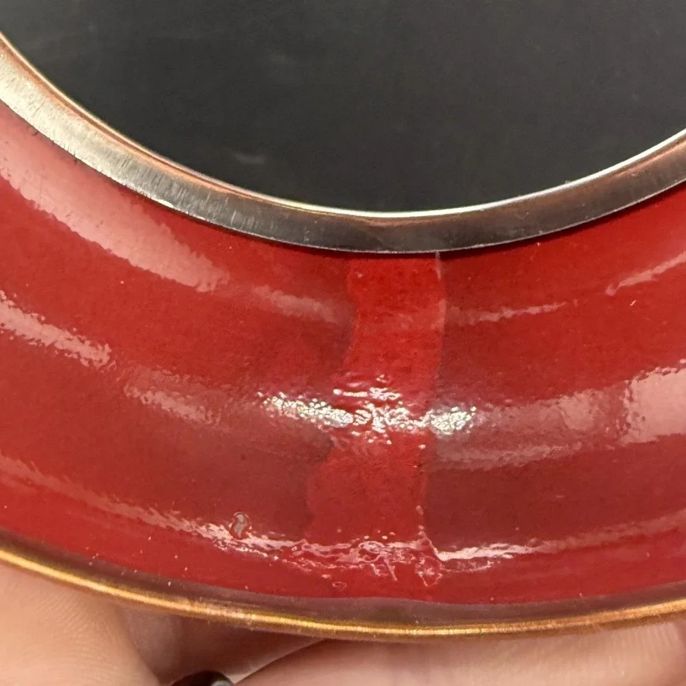 Vintage Chunky Bangle Bracelet Red Gold tone Acrylic 9.5